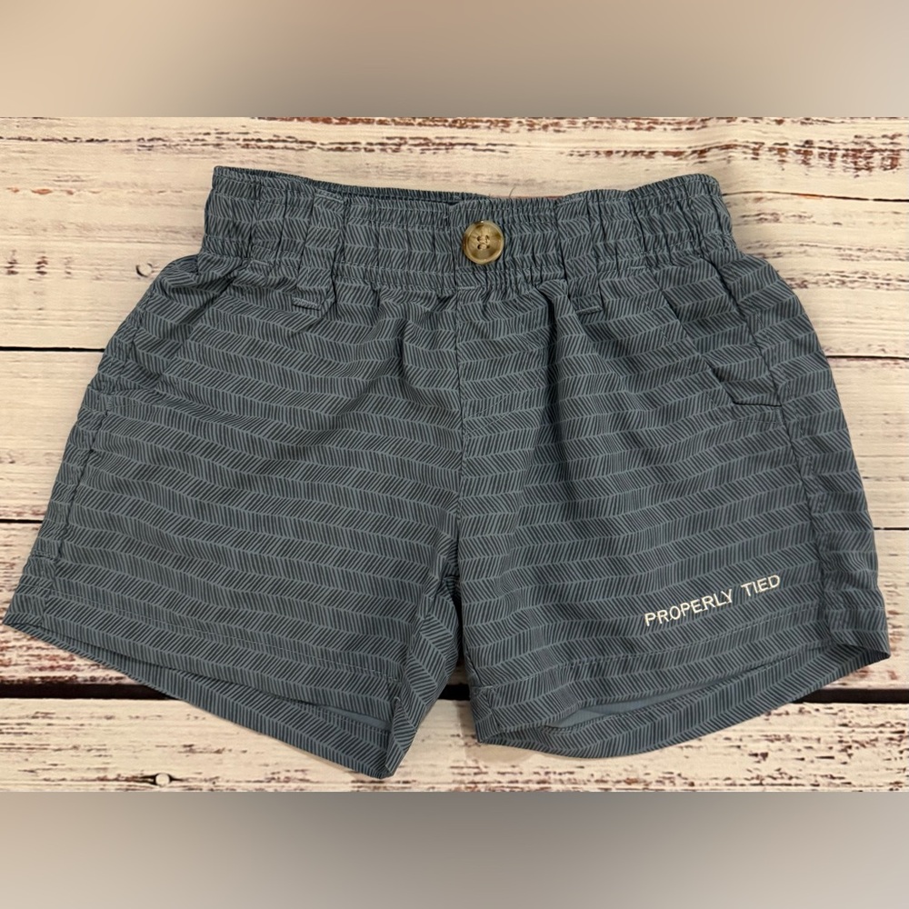Properly Tied Tiki Blue Patterned Mallard Shorts 2T